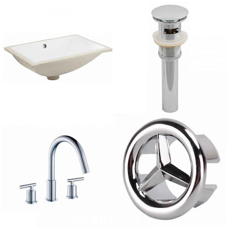 20.75 W CUPC Rectangle Undermount Sink Set In White, Chrome Hardware, Overflow Drain Incl.